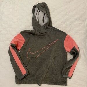 Gray Nike Hoodie with pink trim. Size M